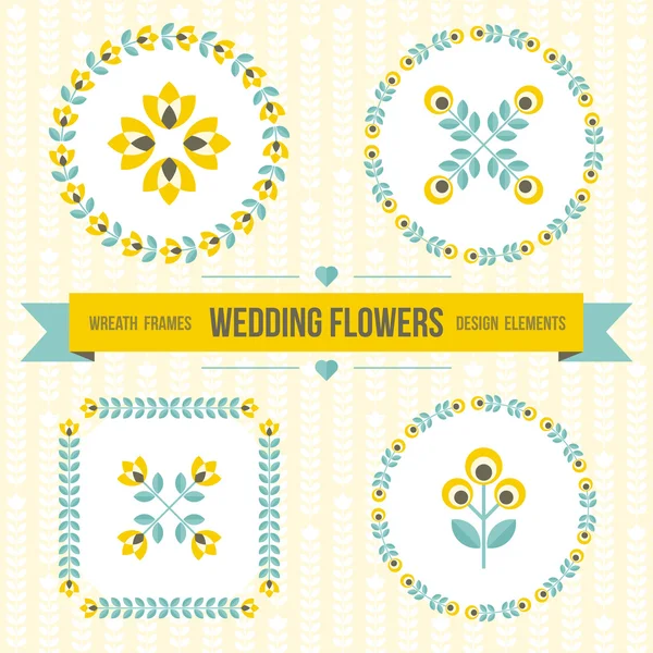 Elementos de diseño de boda - marcos y flores — Vector de stock