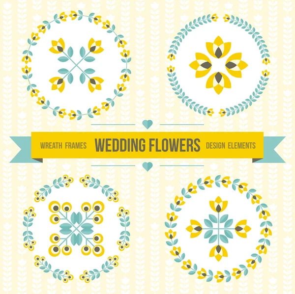 Elementos de diseño de boda - marcos y flores — Vector de stock