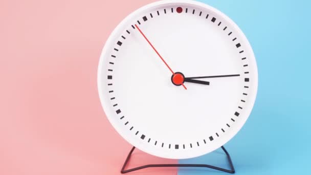 White Clock Rotates Speed Hours Shows Time Day Night Second — Vídeo de stock