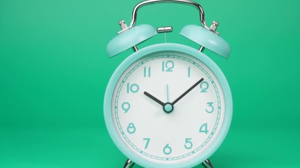 Light Green Clock Hour Time Vintage Green Table Clock Has — Αρχείο Βίντεο