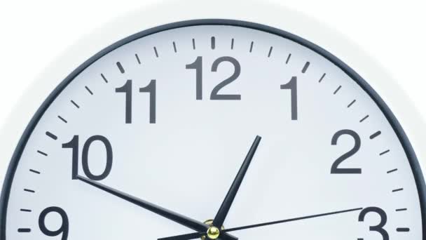 Reloj Pared Sobre Fondo Blanco Startime Time Lapse Minutes — Vídeo de stock