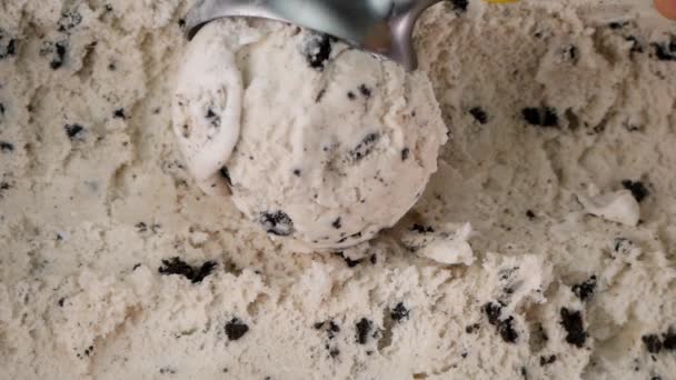 Повільний Рух Печиво Морозиво Текстура Морозива Має Шоколадні Пластівці — стокове відео