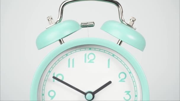 Time Lapse Blue Alram Clock Tells Time Rotation Short Long — Stock Video