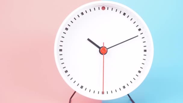 Time Lapse White Wall Clock Shows Running Time Movement Hands — 图库视频影像
