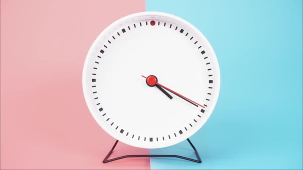 Time Lapse White Wall Clock Shows Running Time Movement Hands — Stock Video