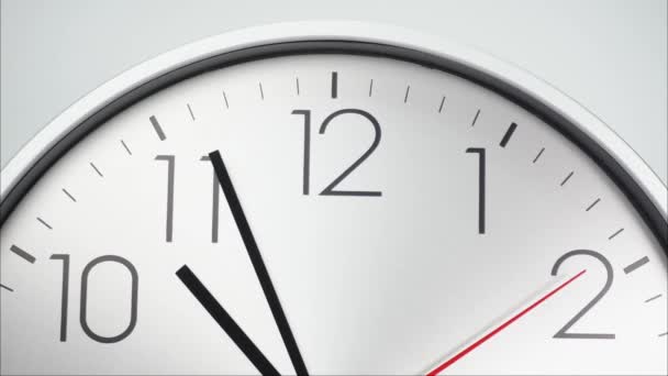 White Wall Clock Tells Time Rotation Short Long Hands Clock — Stock Video