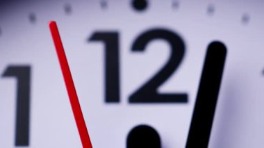 Close up, Operation of the second hand. On the white wall clock background.