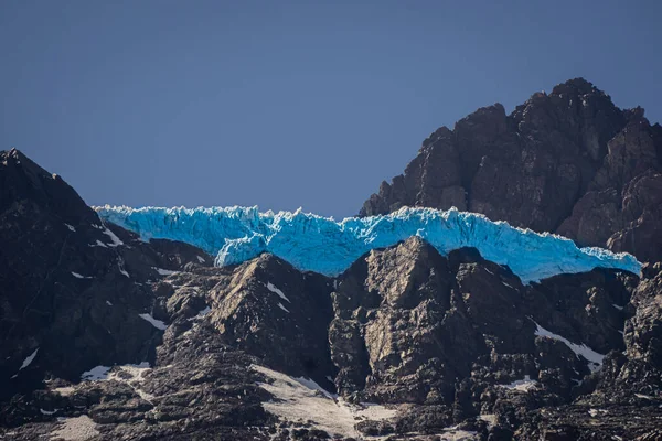 horizontal landscape of the El Morado glacier in Cajon del Maipo Chile in high mountains