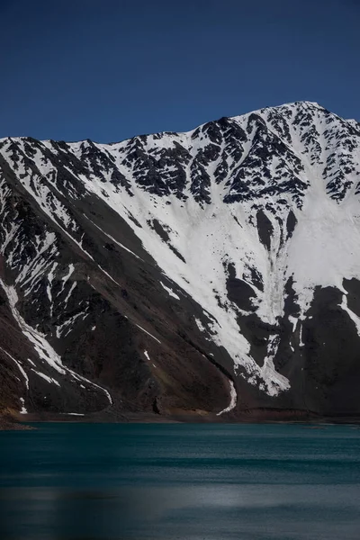 Působivá Svislá Fotografie Embalse Yeso Nachází San Jose Maipo Známý — Stock fotografie