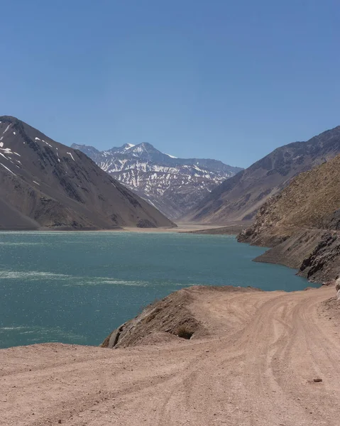 Působivá Svislá Fotografie Embalse Yeso Nachází San Jose Maipo Známý — Stock fotografie