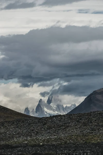 Vertical Rocky Snowy Mountain Best Amazing Hiking World Fitz Roy — Stock Photo, Image