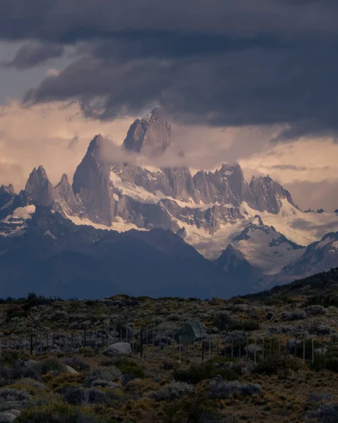 Montanha Nevada Rochosa Vertical Melhor Caminhada Incrível Mundo Fitz Roy — Fotografia de Stock