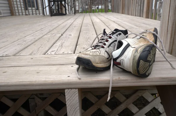 Old worn garden shoes