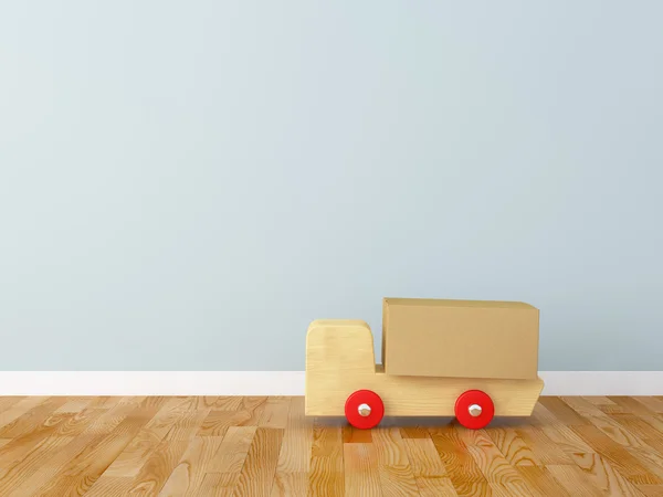 Cardboard box and track in the nursery — Stock Photo, Image