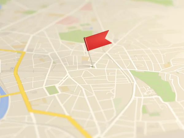 Locator-vlag op een plattegrond van de stad — Stockfoto