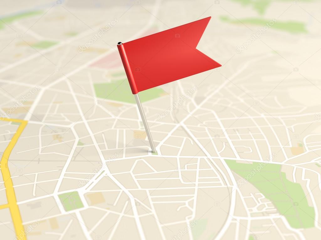 Locator flag on a city map