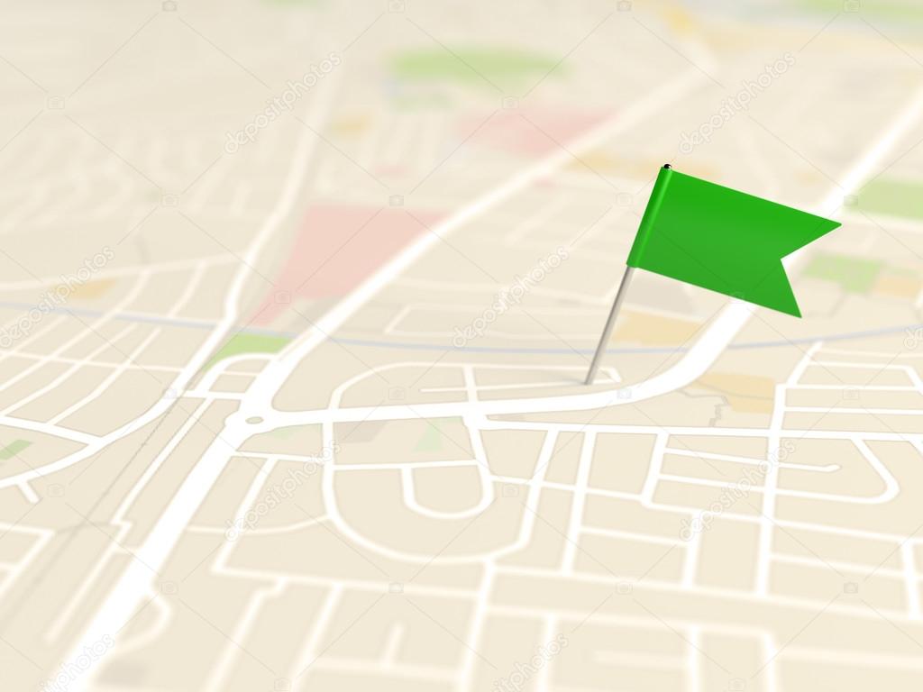 Locator flag on a city map