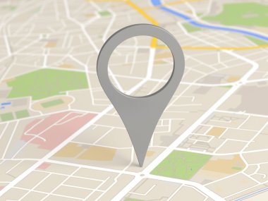 Locator icon on a city map clipart