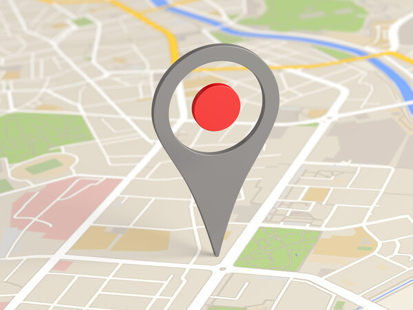 Locator icon on a city map