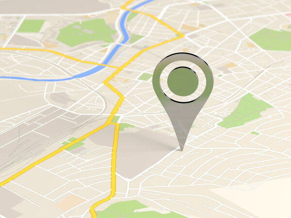 Locator icon on a city map