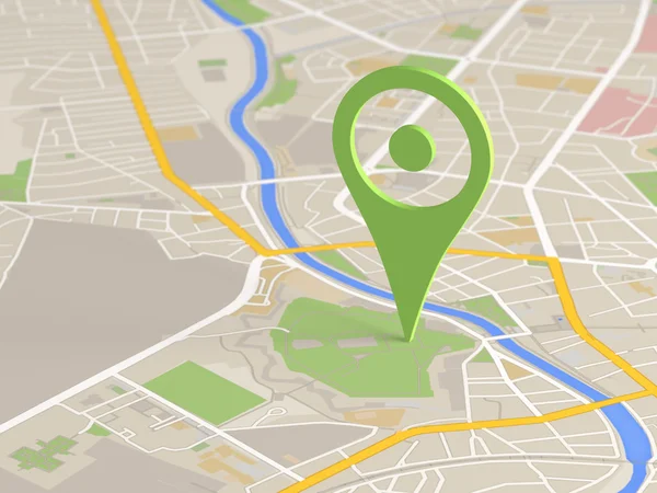 Konum belirleyici simgesi üzerinde bir şehir haritası