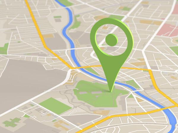 Locator icon on a city map