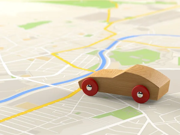Coche de juguete en un mapa de la ciudad —  Fotos de Stock