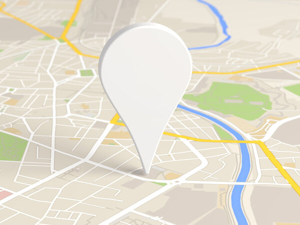 Locator flag on a city map