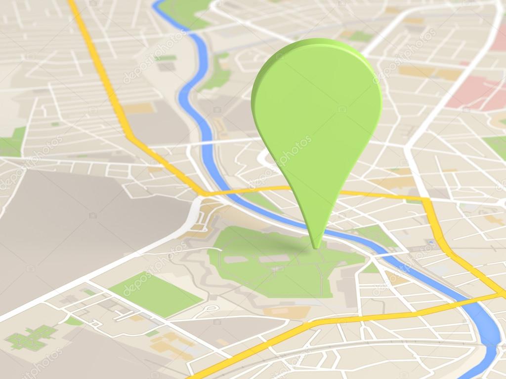 Locator flag on a city map