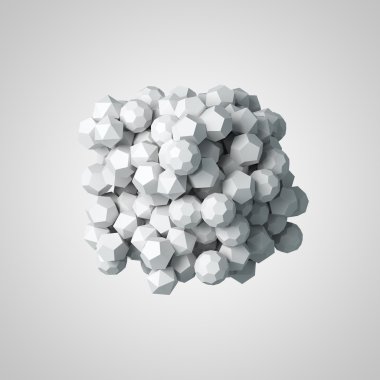 Kaotik çokgen parçacıkların soyut 3d render. 