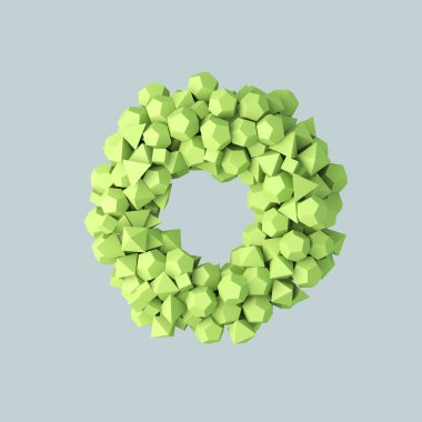 Kaotik çokgen parçacıkların soyut 3d render. 