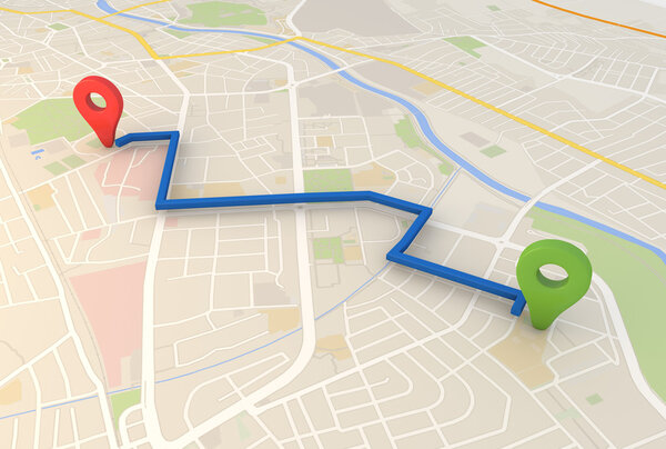 city map with Pin Pointers