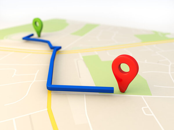 city map with Pin Pointers