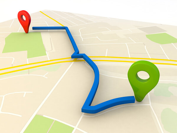 city map with Pin Pointers