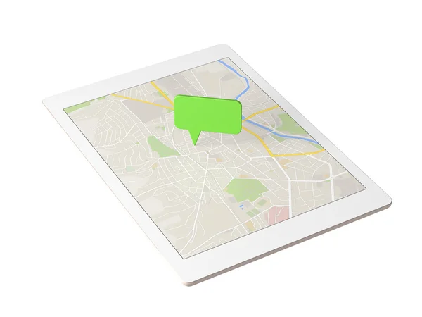 Tablet para ver o mapa — Fotografia de Stock