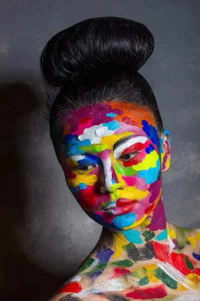 顔アートとアジアの女性 — ストック写真