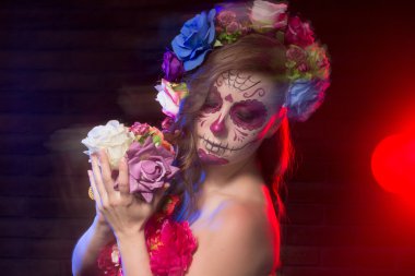 Cadılar Bayramı yüz sanat, hareket efekti, bulanıklık etkisi