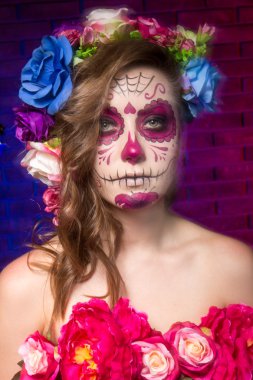 Cadılar Bayramı yüz sanat, hareket efekti, bulanıklık etkisi