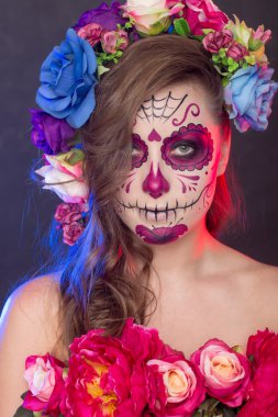 Cadılar Bayramı yüz sanat, hareket efekti, bulanıklık etkisi