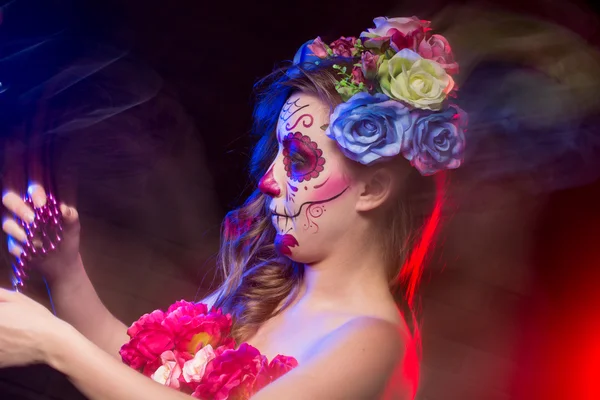 Halloween face art, motion effect, blur effect — Stock Photo, Image