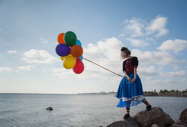 Ragazza con palloncini — Foto Stock