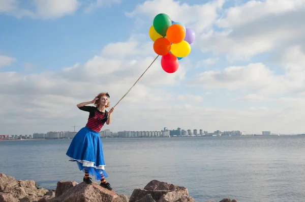 Girl with balloons — Stock Photo, Image