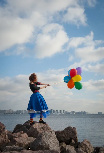 Menina com balões — Fotografia de Stock