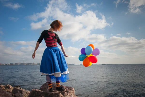 Ragazza con palloncini — Foto Stock