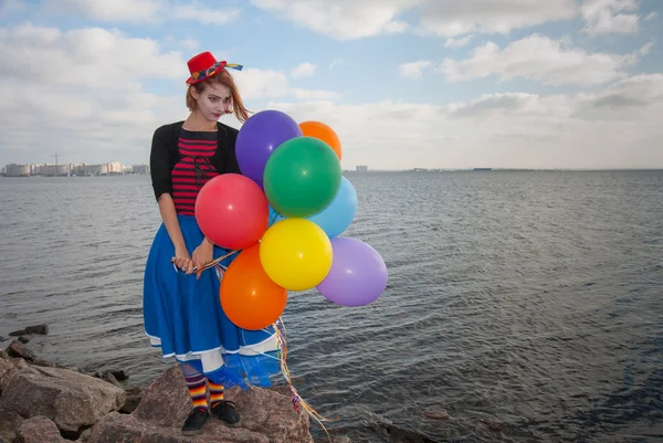 Ragazza con palloncini — Foto Stock