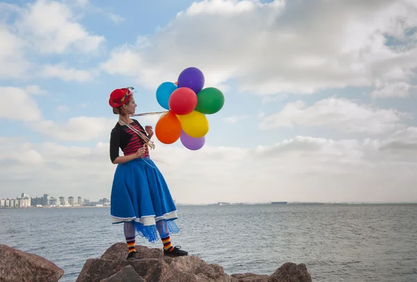 Ragazza con palloncini — Foto Stock