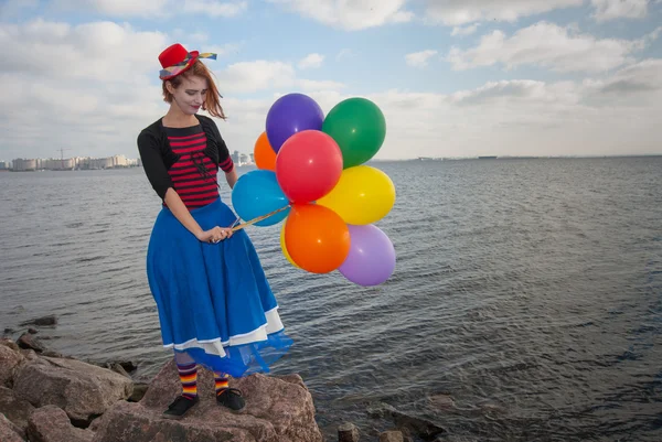 Meisje met ballonnen — Stockfoto