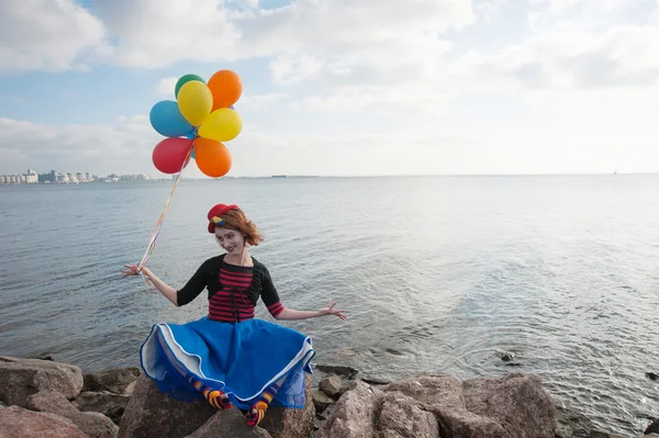 Girl with balloons — Stock Photo, Image