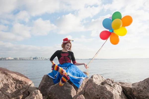 Ragazza con palloncini — Foto Stock