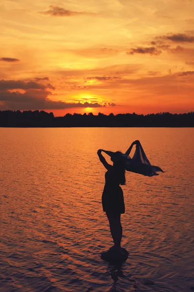 Silhouet bij zonsondergang — Stockfoto